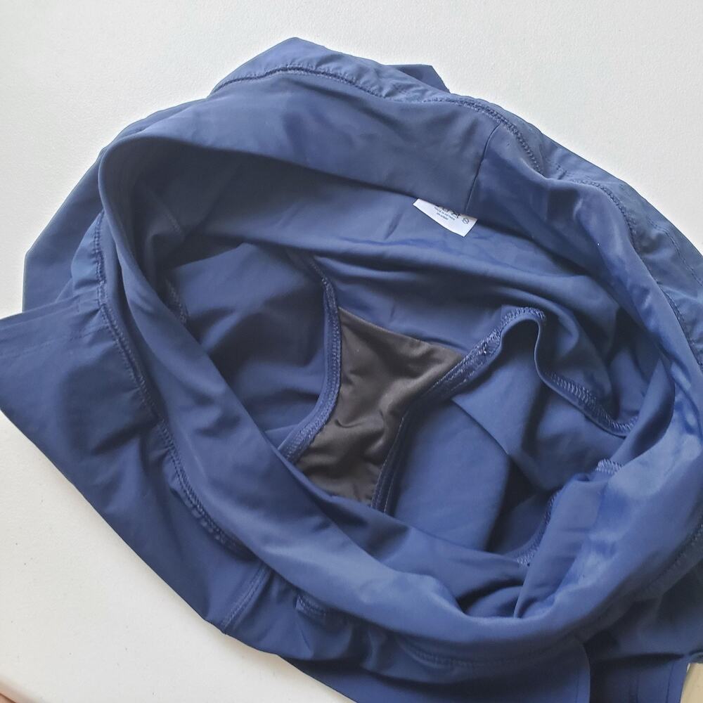 Lands' End Swim Shorts Womens 12 Blue Swim Bottom Built In Brief Lined Stretch - Picture 7 of 8